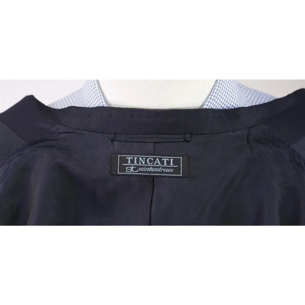 Tincati Milano Saint Andrews Navy Blue 3-Btn Wool Blazer Jacket 40R